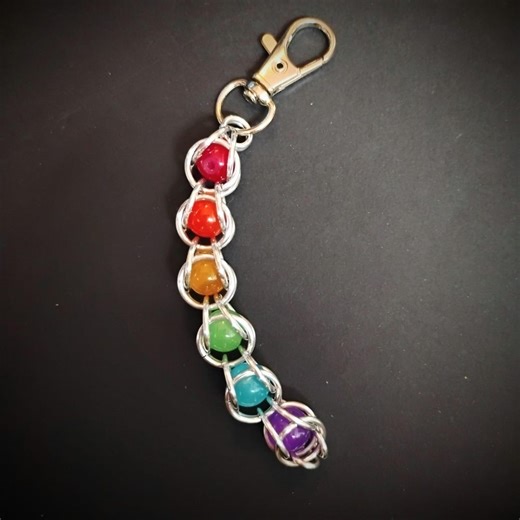 Rainbow Chainmail Keychain | Pride Glass Bead Keychain - Etsy