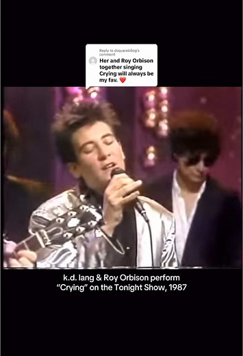 Replying to @dsquare68og Here’s a real throwback… kd lang & Roy Orbison sing “Crying” on the Tonight Show, 1987 #kdlang #royorbison