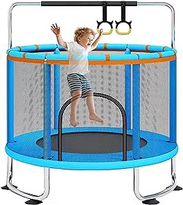 60'' Trampoline for Kids, 5FT Recreational Trampoline, Mini Baby Toddler Small Trampoline, Indoor/Outdoor Kids & Adults Trampoline with Enclosure Net for Boys Girls Christmas Birthday Gifts
