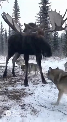 🐺 WOLF PACK vs MOOSE 🦌 #animals #versus #wolf #moose