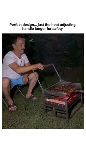 Trendy Clips on Instagram: "This 10 seconds post features a viral video demonstrating a lever-activated BBQ grill that flips the entire grate 180 degrees over hot coals, humorously calling out engineers for overcomplicating an otherwise simple cooking task. The mechanism closely mirrors commercial models such as the BiggerFire 360° Rotating Grill — a $146 stainless steel setup with 4.4-star Amazon reviews praising its effortless food-turning, portability, and even heat distribution using minimal
