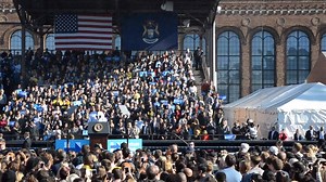 53K views · 906 reactions | Highlights from President Barack Obama's speech to a crowd of over 9,000 at Ray L. Fischer Stadium in Ann Arbor, where he stopped to campaign for Hillary Clinton one day before the election. Link to full speech: https://www.youtube.com/watch?v=e33Oy_WNoJ8 | The Michigan Daily | Facebook