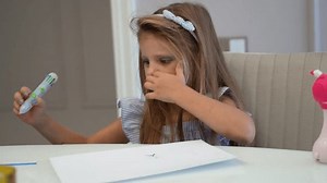 Young Girl Sits Table Draws On Stock Footage Video (100% Royalty-free) 3528509959 | Shutterstock