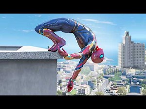 IRON SPIDERMAN Falling off Highest Buildings - (GTA 5 Spider-Man Gameplay Fails) Ep-36