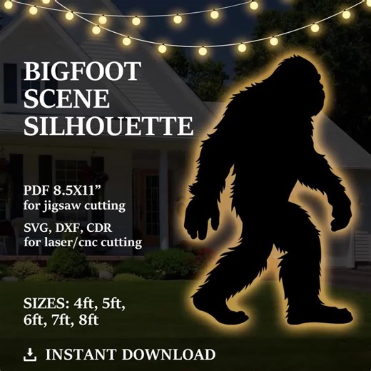 Bigfoot Scene Lawn Decor Silhouette Template, Yeti, Halloween Outdoor Decor Ideas, DIY, Life Size (instant Download), Pdf, Svg, Cdr, Dxf - Etsy
