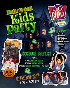 Don't miss the upcoming 𝗞𝗜𝗗𝗦 𝗣𝗔𝗥𝗧𝗬 𝗜𝗡 𝗖𝗔𝗡𝗖𝗨𝗡 on 𝗢𝗖𝗧𝗢𝗕𝗘𝗥 𝟮𝟱𝗧𝗛 with a costume contest for boys and girls! 👻🎉 It's an event for all ages. 👨‍👩‍👦 Buy your tickets now 👉 https://bit.ly/KidsParty_Cancun | CocoBongo