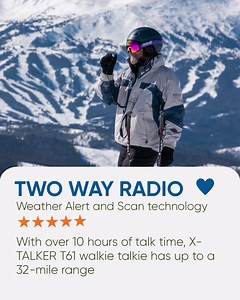 122 reactions · 24 comments | No cell service, no problem. Maintain reliable communication with the X-Talker two-way radio set. Clear reception & sound 10 hour battery life 32 mile range ️Weather alert radio Shop this product and all ski & snowboard products now ⬇️ | MidlandUSA | Facebook