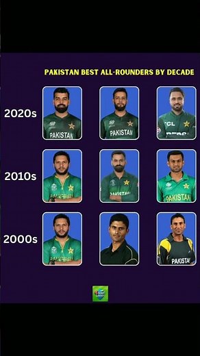 Pakistan's Top All-Rounders by Decade 🏏🌟 #cricketlovers #pakistancricket #shortviral #t20worldcup