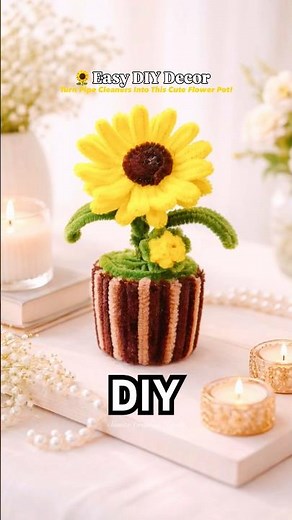 Only Pipe Cleaners & 10 Minutes! 🌻 DIY Sunflower Pot | Cute Home Decor Idea| DIY Sunflower Pot 🌻