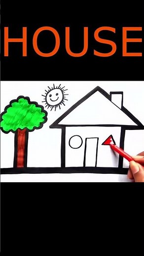 Easy Village House Drawing | How to Draw a House Form Shapes | House Drawing