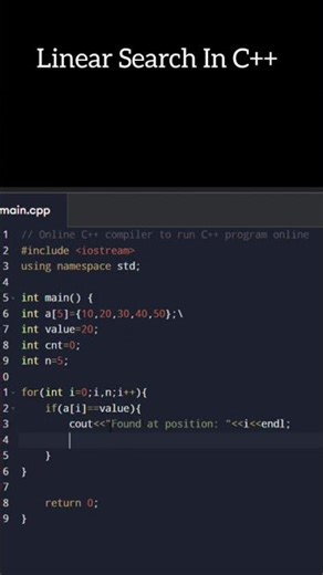 Linear Search In C++|#programming #coding#dsa#cpp#vibecoding#asmr#asthetic#techtaught#tatasierra2025