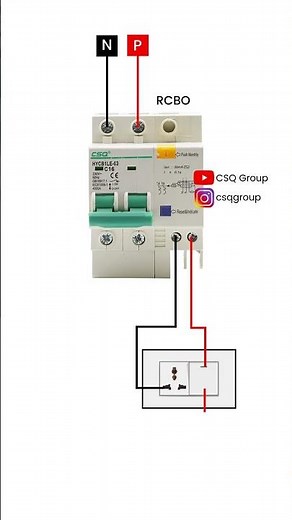 RCBO Connection with Switch Board #csq #electric #electrical #rccb