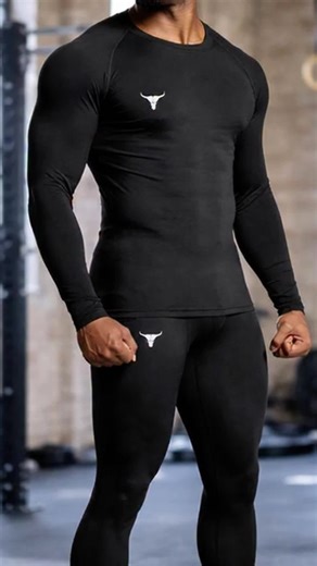 Conjunto térmico para hombre, camiseta de compresión y pantalón afelpado, para correr, esquiar, senderismo en invierno. Conjunto térmico para hombre 🔥 abrigo, comodidad y libertad de movimiento. #conjuntotermico #ropatermica #invierno #hombre #deporteinvierno