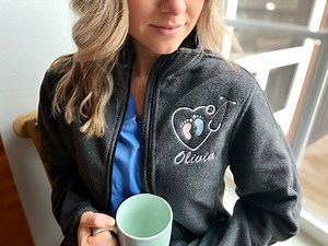 Personalized Womens Baby Feet NICU, L and D Pediatric Nurse, Midwife, Doula / Doctor Heart Stethoscope Full-zip Pediatrics - Etsy