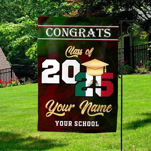 Custom Mexican Graduation Garden Flag, Mexico College Grad Flag, Class of 2026 Mexican Grad Flag, Personalized Mexico Graduate Slux01-flag - Etsy