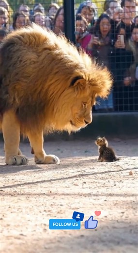 What happened to the curious kitten who entered the lion's cage? #kitten #cat #zoo #animals #lion #fblifestyle | Meowees