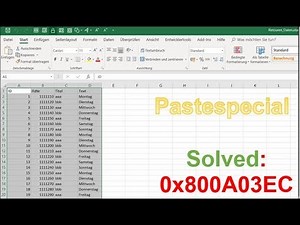 Solved: Excel Pastespecial Error HResult 0x800A03EC after copy