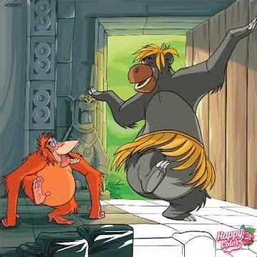 Painting by the numbers-Jungle Book-King Louie and Baloo dancing