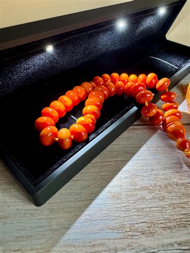 Handmade Genuine Amber Tasbih 33 Beads – Orange Amber Rosary With Lighted Gift Box - Etsy