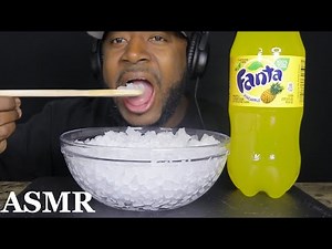 ASMR DRINKING PINEAPPLE FANTA AND EXTREME ICE EATING . MUKBANG (NO TALKING)