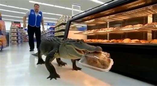Only in Florida tonight—an alligator casually walked into a Walmart, grabbed a rotisserie chicken, and ate it right in the store | Extreme Living