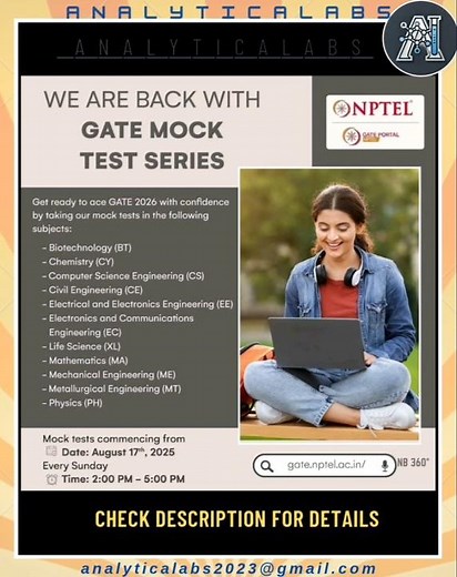 Join NPTEL’s Free GATE Mock Tests Starting Aug 17, 2025 – Weekly Practice to Boost Your Exam Success