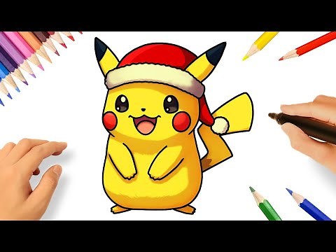 CÓMO DIBUJAR UN PIKACHU PARA NAVIDAD 🎄