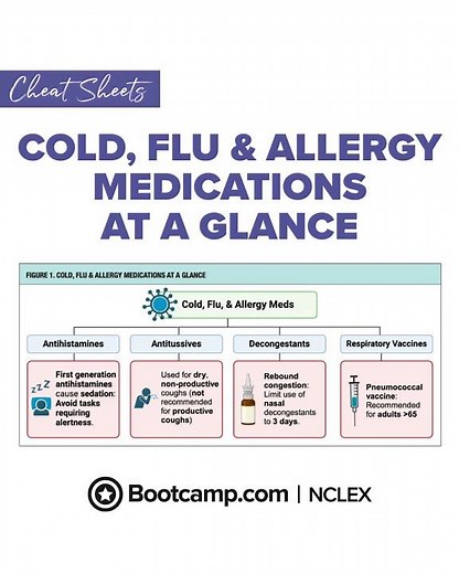 🤧 Cold, Flu, and Allergy Medications for NCLEX | NCLEX Bootcamp Cheat Sheet