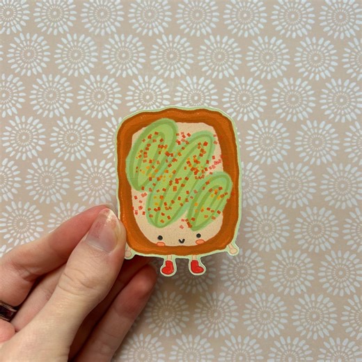 Avocado Toast Sticker | Kawaii, Food, Illustration, Cute, Water Bottle Sticker, Stationery, Face, Dance, VSCO, Funky, Silly, Green - Etsy
