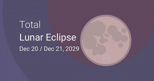 Total Lunar Eclipse on December 20–21, 2029 – Where and When to See