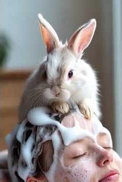 Super Cute! Rabbit massage! #rabbit #cute #adoreble #funny #ai #shorts