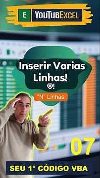 Program VBA without knowing anything / Insert SEVERAL rows (VBA BASIC 07)