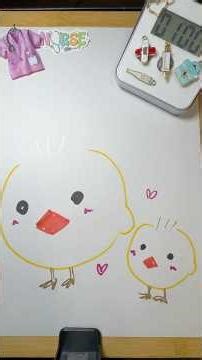 1 Minute Drawing! 🐥🐥 Adorable Baby Chick Brothers with Tiny Hearts! ❤️✨ #ASMR #Shorts
