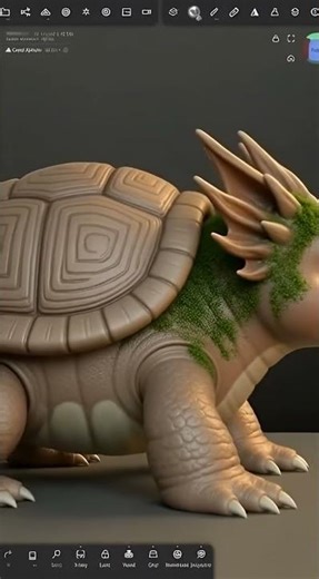 3D Sculpting Timelapse: Mossy Forest Turtle Dragon (Cute/Toony) | Nomad Sculpt