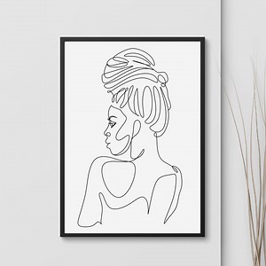 African American Art Black Woman Drawing Modern Line Drawing One Line Drawing Abstract Sketch Female Line Art Black Woman Art - Etsy