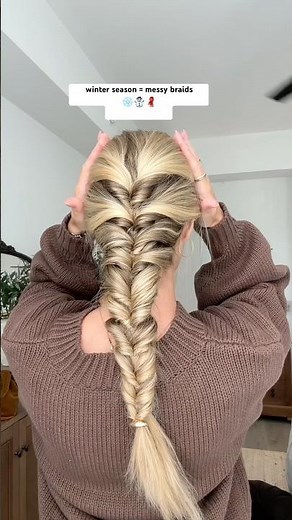 easy messy braid for beginners #hairstyle #hairtok