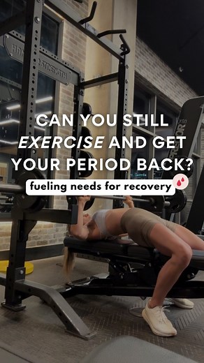 Emily Vazquez | Intuitive Eating + Women’s Health Dietitian on Instagram: "“Can I still exercise and get my period back?” Yes and no. Let me explain!👇🏼 I work with many women who struggle with the idea of completely cutting out their exercise routine to get their periods back because they genuinely love to train! If this is you too, I see you and hear you. Exercise itself isn’t “bad” for your hormones - BUT it does become a problem when there is under-fueling and over-training at play that is