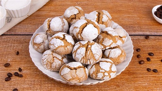 Soft Coffee Biscuits with Crinkle Sugar Coating