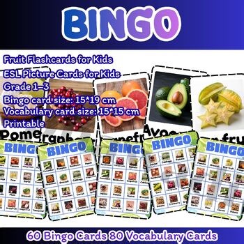 Fruit Bingo Game | Printable ESL Vocabulary Activity for Kids / Grade 1–3