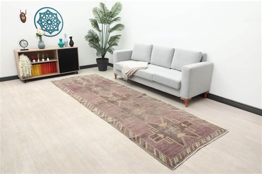 4x12 Ft Purple Brown Turkish Runner Rug for Hallway, Bohemian Vintage Rug, 4x12 Floor Rug Runner, Hallway Wool Runner Rug, 4x12 Oushak Rug - Etsy