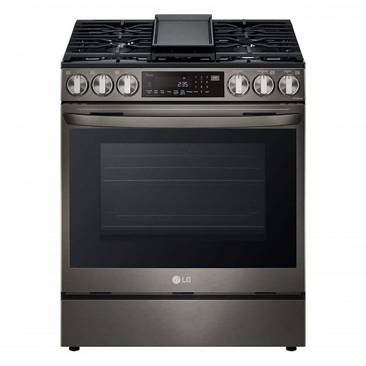 Reviews for LG 6.3 cu. ft. Slide-in Gas Range with EasyClean, Instaview and Air Fry in Printproof Black Stainless Steel | Pg 1 - The Home Depot