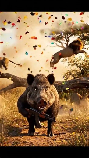 This Boar's Prank on Lions Is ABSOLUTELY INSANE 🤣 #prank #viral #shorts