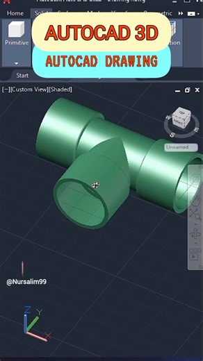 AutoCAD 3D, AutoCAD Drawing, Pipa T