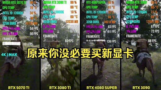 原来你没必要买新显卡3080Ti VS 5070Ti VS 4080Super VS 3090