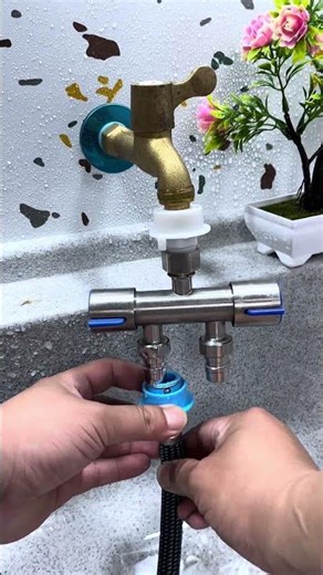 Household stainless steel one-in-two-out dual control angle valve faucet three way diverter