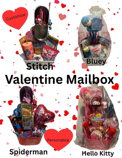 Valentine Mailbox Gift Set for Kids | Spider-man Bluey Hello Kitty Stitch | Superhero & Cartoon Valentine Box | Kids Valentine Gift - Etsy