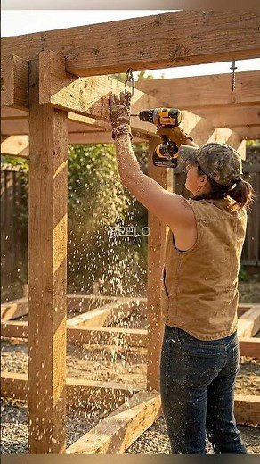 Building a Wooden Swing Pergola 💧 Cozy Backyard DIY #shorts