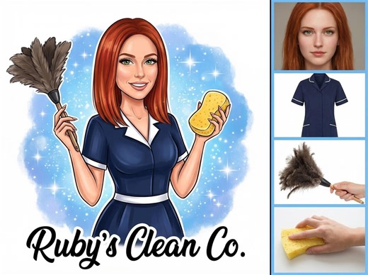 Cleaning Business Logo,house Chores Logo,cartoon Logo Design,office Cleaner Logo,housekeeper Logo,avatar Logo,maid Service,digital Logo - Etsy