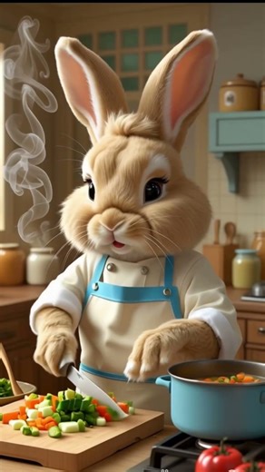 “Mini Lop Rabbit Cooks a Delicious Meal! 🥕#CuteBunny#MiniLopRabbit #BunnyCooking#AIAnimation#Shorts