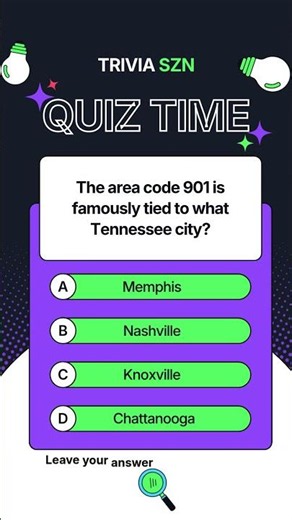 The area code 901 is famously tied to what Tennessee city? | Quiz Time | Trivia SZN | Black Trivia